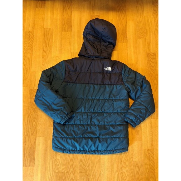The North Face Mount Chimbo Jacket Coat Boys L Blue Zip Hooded Reversible - Picture 6 of 10